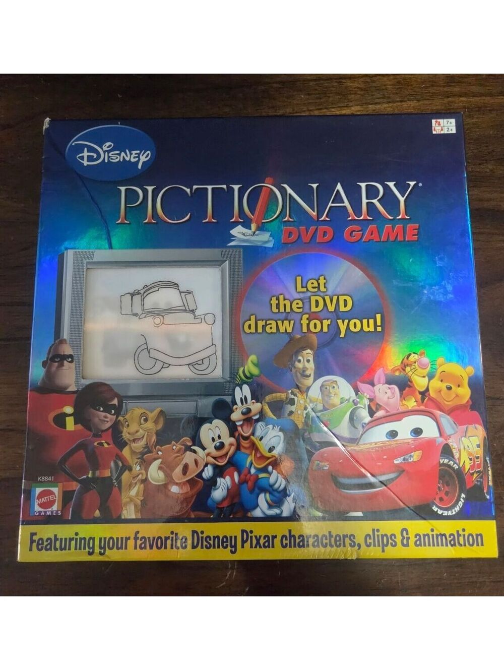 Disney Pictionary DVD Game Mattel K8841 2007 Disney Pixar Family Board Game